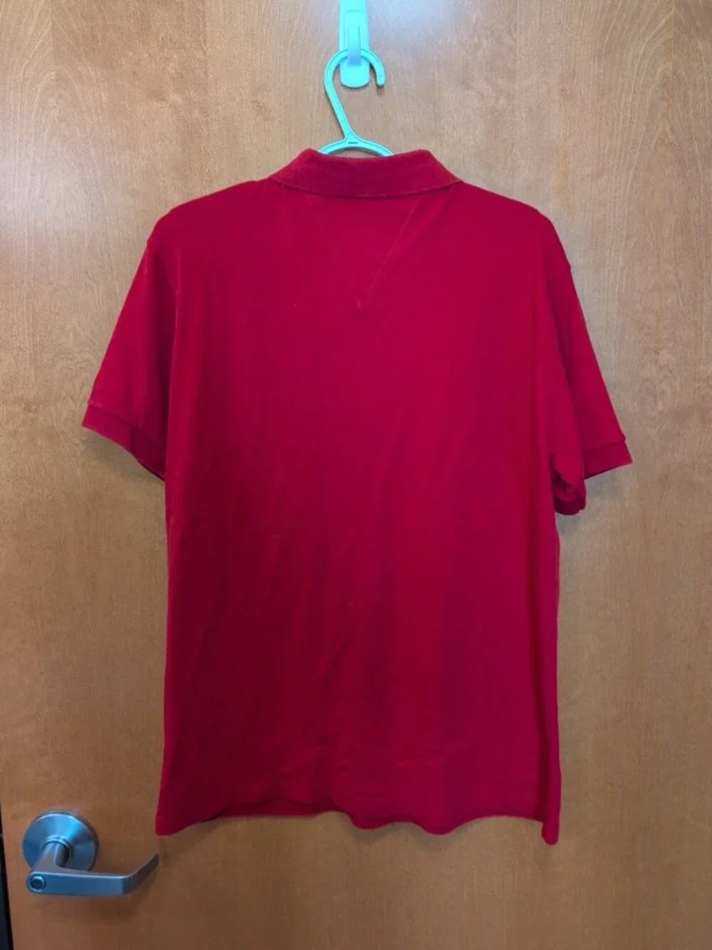 Tommy Hilfiger Shirt Men's XXL Red Short Sleeve Polo Solid Pocketed Cotton - Picture 4 of 6